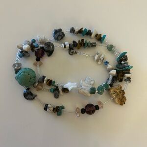 Vintage Heishi Bead Strand Necklace Turquoise Amethyst Bear Ram